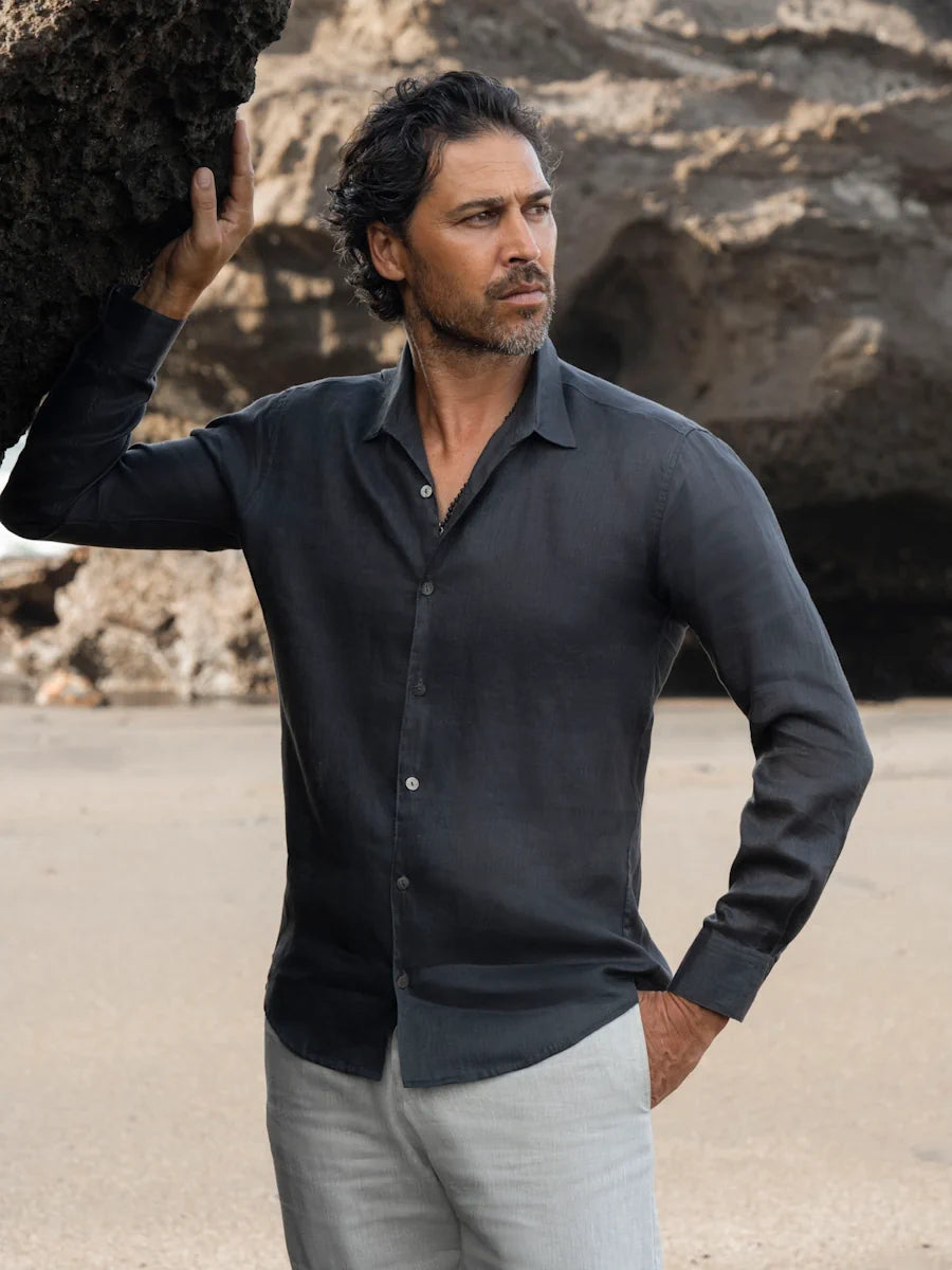 Above the Clouds Natural Wear - IAW Button-up Classic Linen Shirt - Natural Fabric - Bali