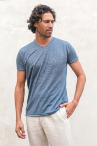 Ambun linen jersey teeshirt blue grey