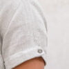 Men Split VNeck Linen Shirt Short Sleeve