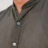 Men mandarin colar roll-up linen shirt
