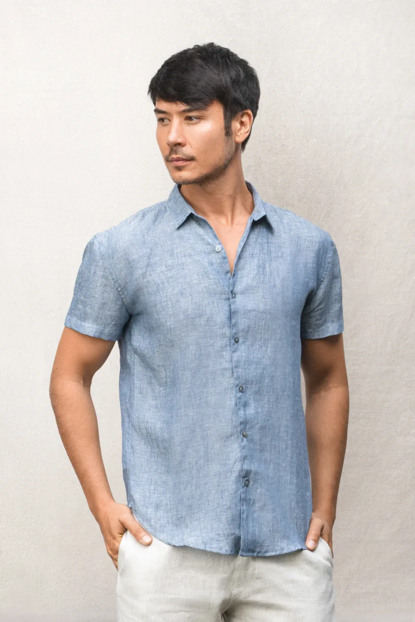 MOLN Men Short sleeve linen shirt Bali