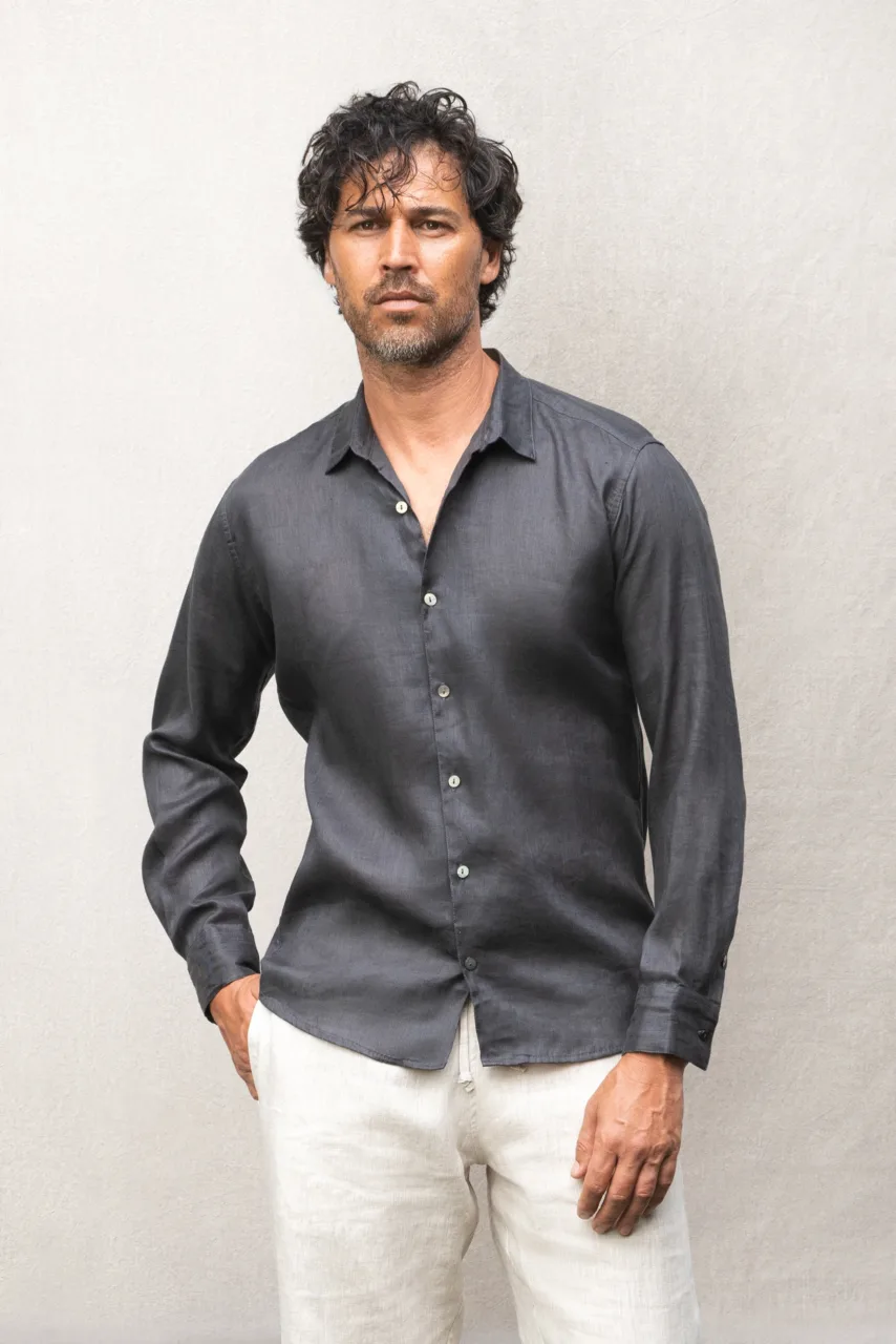 IAW Men Classic bottom down linen shirt Bali